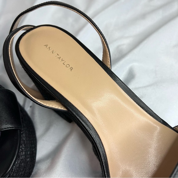ANN Taylor Straw Platform Ankle Strap Black Sandals Size 9M - Picture 9 of 10